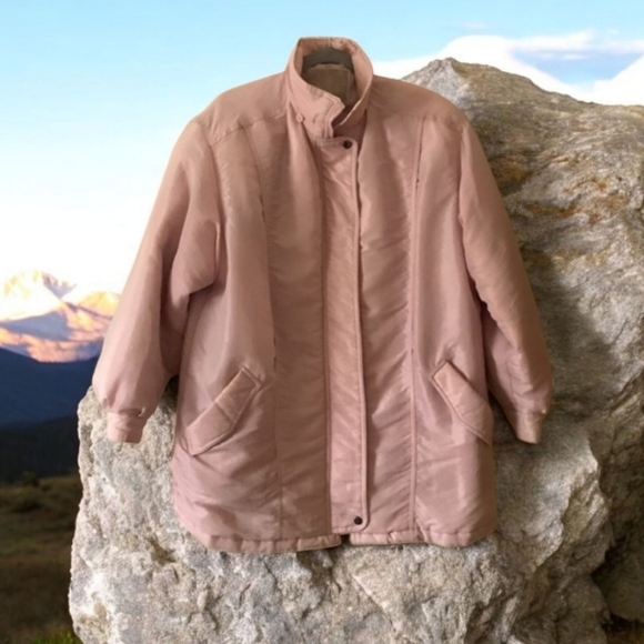 Thermoloft Coat pink zipper front no hood size L 2 front pockets FALL WINTER - Picture 4 of 16